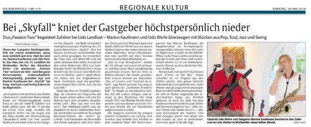 Rheinpfalz vom 18.05.2019